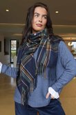 Mackenzie Plaid Blanket Scarf Navy /20=